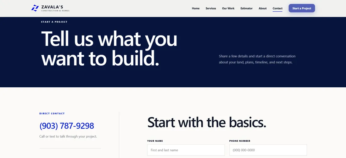 Contact page preview